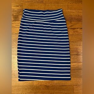 LULAROE Cassie Blue & White Stripe Stretch Pencil Skirt Size S
